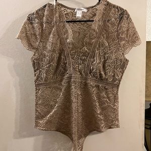 Beige Lace bodysuit. Size medium.